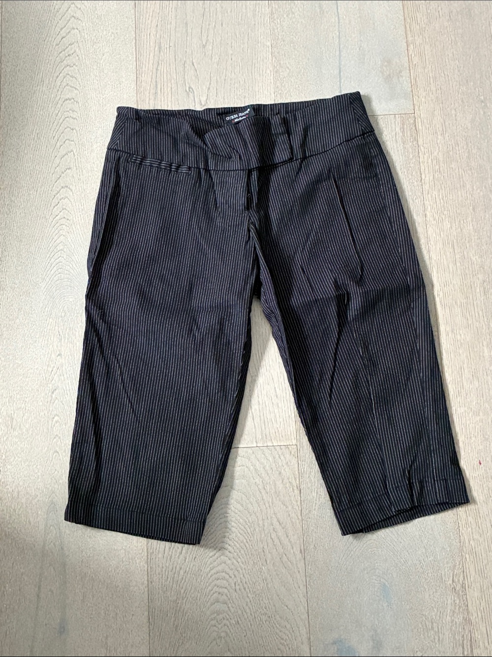 Guess Black Pinstripe Bermuda Shorts